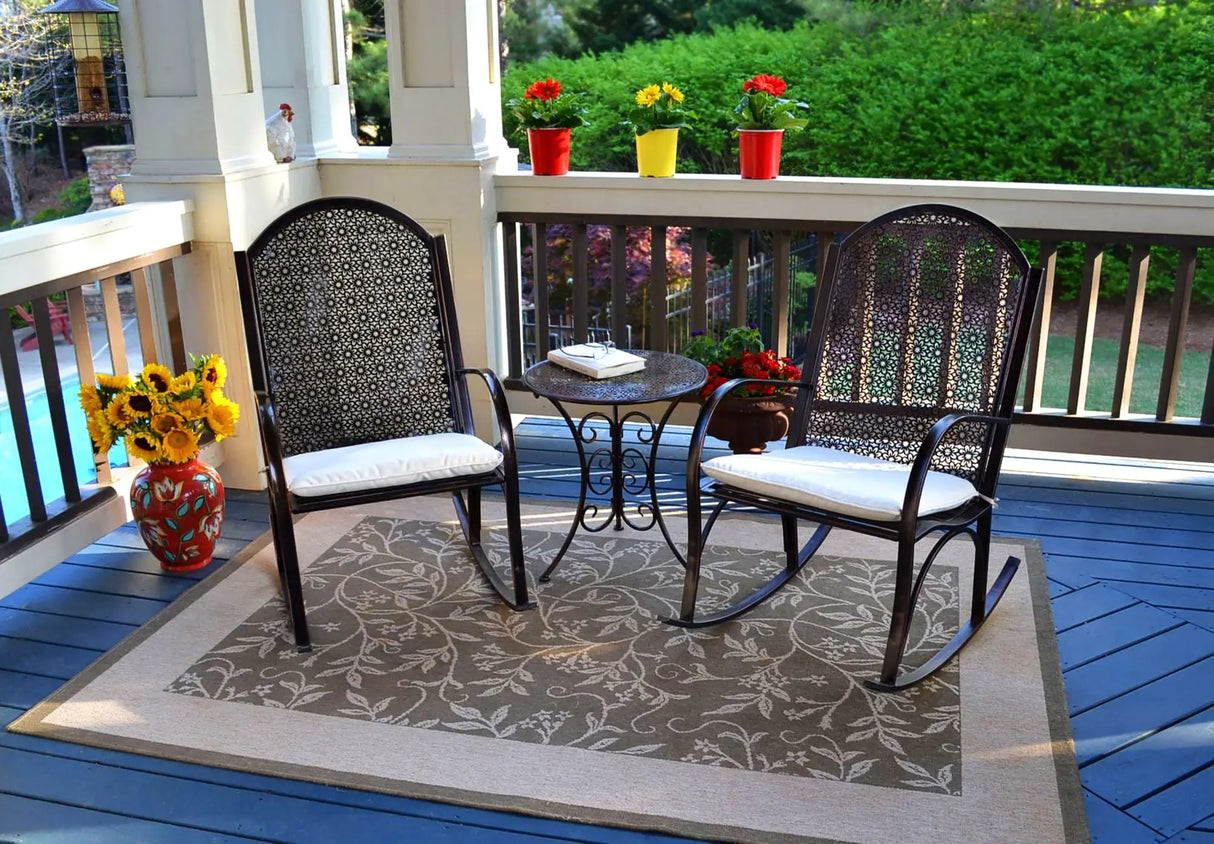 Tortuga 3-Pc Outdoor Rocker Set (Black) | Comfortable Garden Seating Tortuga Outdoor