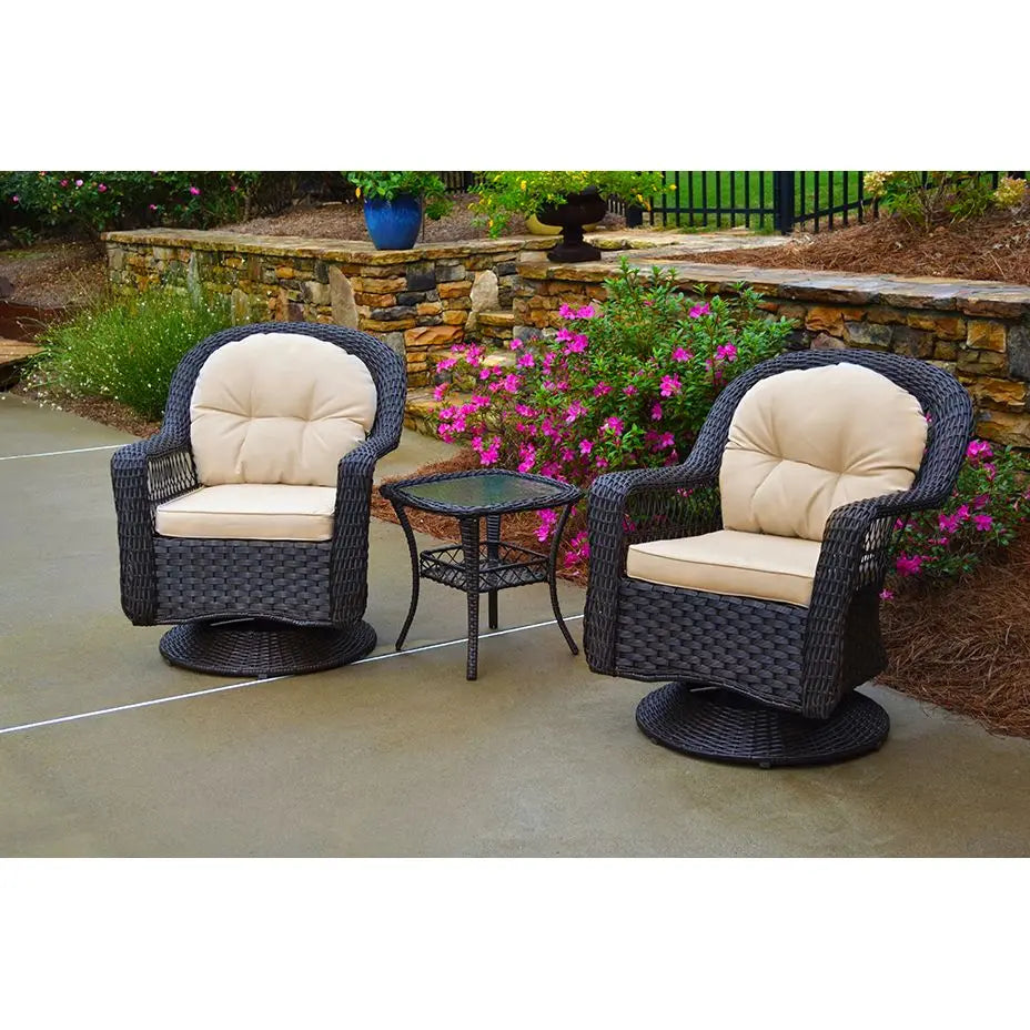 Tortuga Outdoor Swivel Gliding Bistro Set (3-Pc) | Smooth, Relaxing Outdoor Seating Tortuga Outdoor