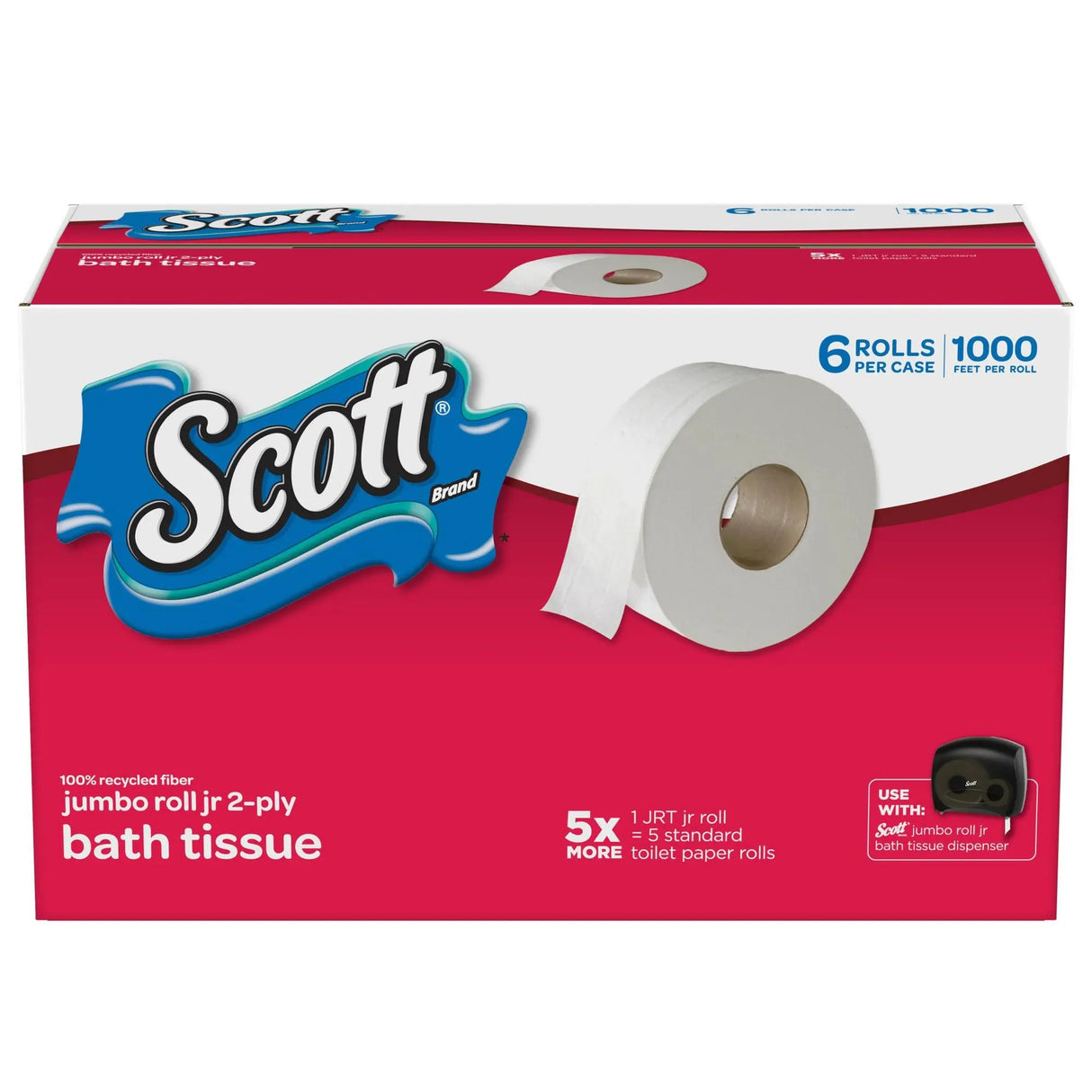 Scott Jumbo Roll Toilet Paper (6-Pack, 1,000 Sheets Each) | Long-Lasting Bulk Supply Scott