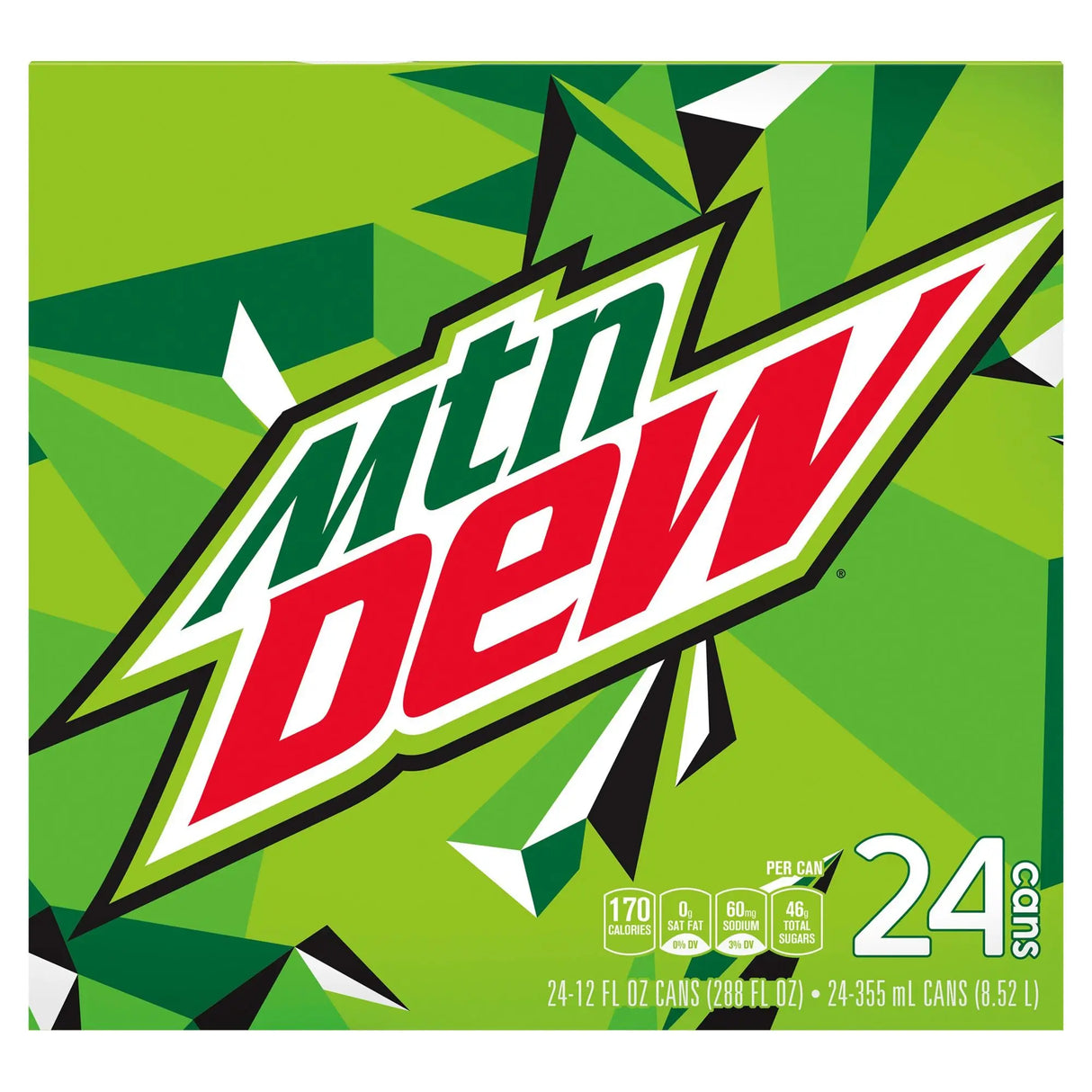 Mountain Dew Soda Cans (24-Pack, 12 oz Each) | Energetic Citrus-Flavored Soft Drink Mountain Dew