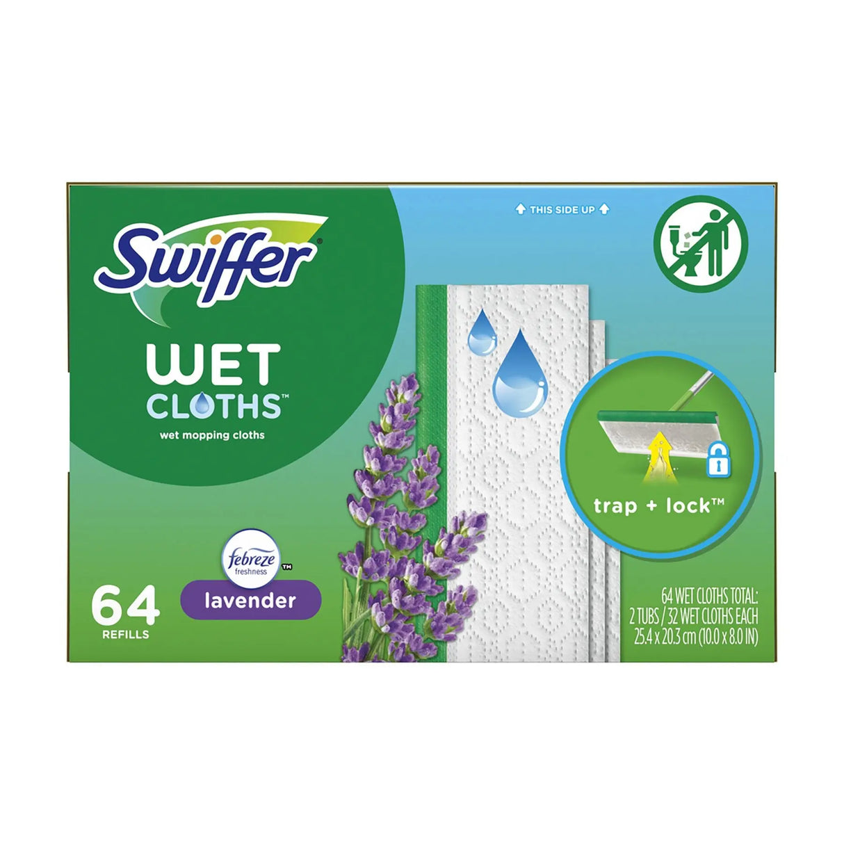 Swiffer Wet Mopping Cloths (64 ct, Lavender Scent) | Ready-to-Use Floor Cleaning Pads Swiffer