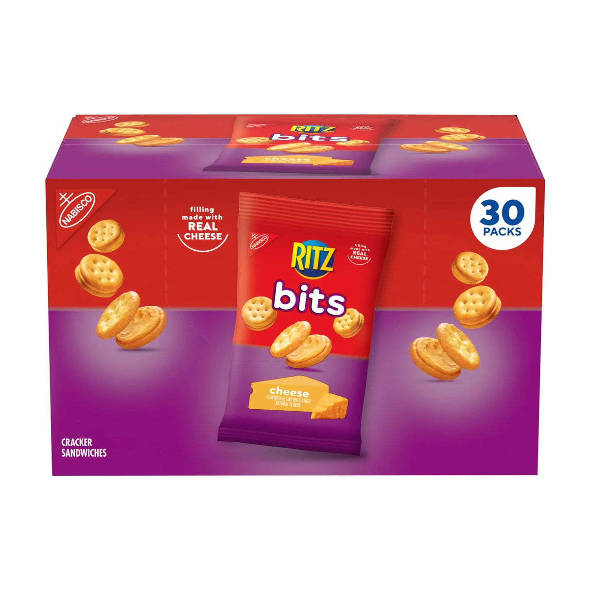 Ritz Bits Cheese Sandwich Crackers (30-Pack) | Bite-Sized Savory Snacks Ritz
