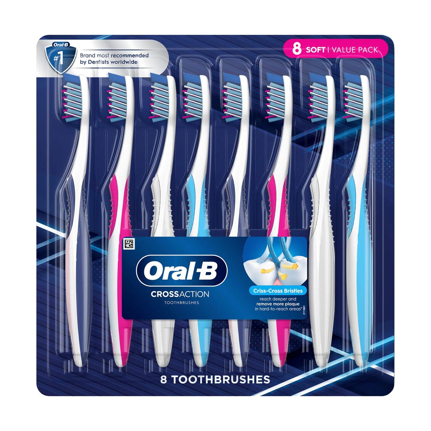 Oral-B Cross Action Manual Toothbrushes (8-Pack) | CrissCross Bristles Clean Deep Between Teeth Oral-B
