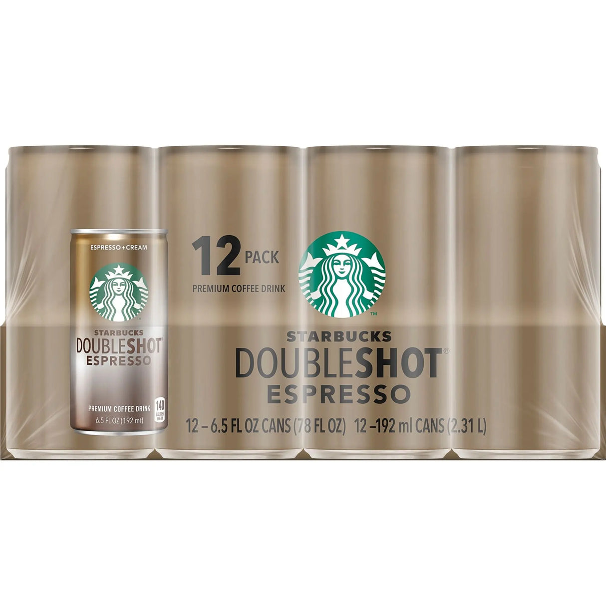 Starbucks Doubleshot Espresso Coffee Cans (12-Pack, 6.5 fl oz Each) | Bold Coffee & Smooth Cream Starbucks