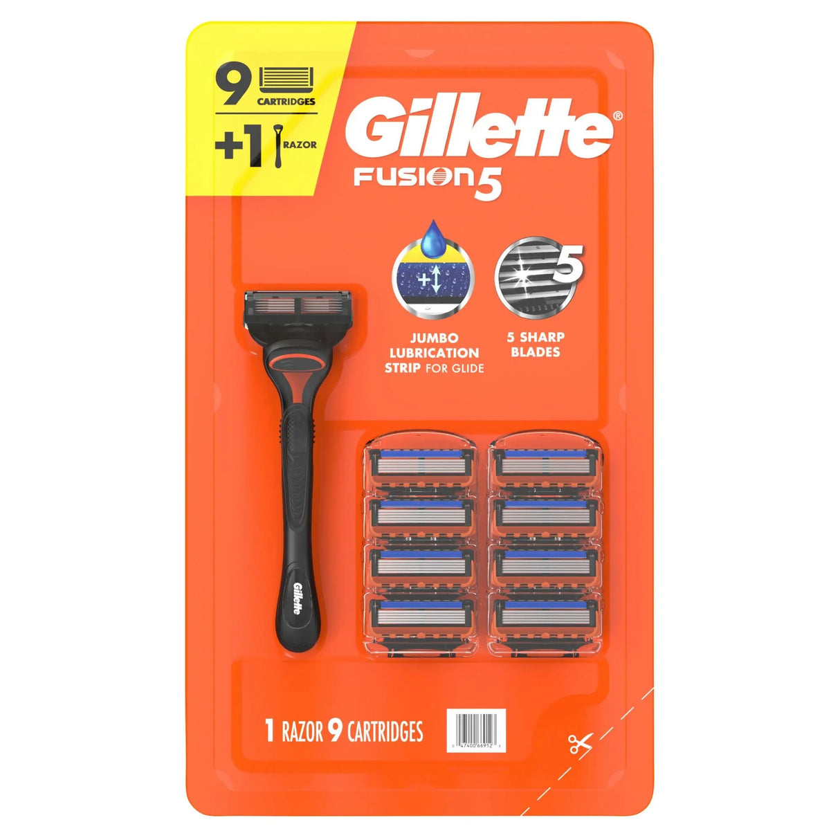 Gillette Fusion5 Razor & 9 Refills | Smooth Shave with Long-Lasting Blades Gillette