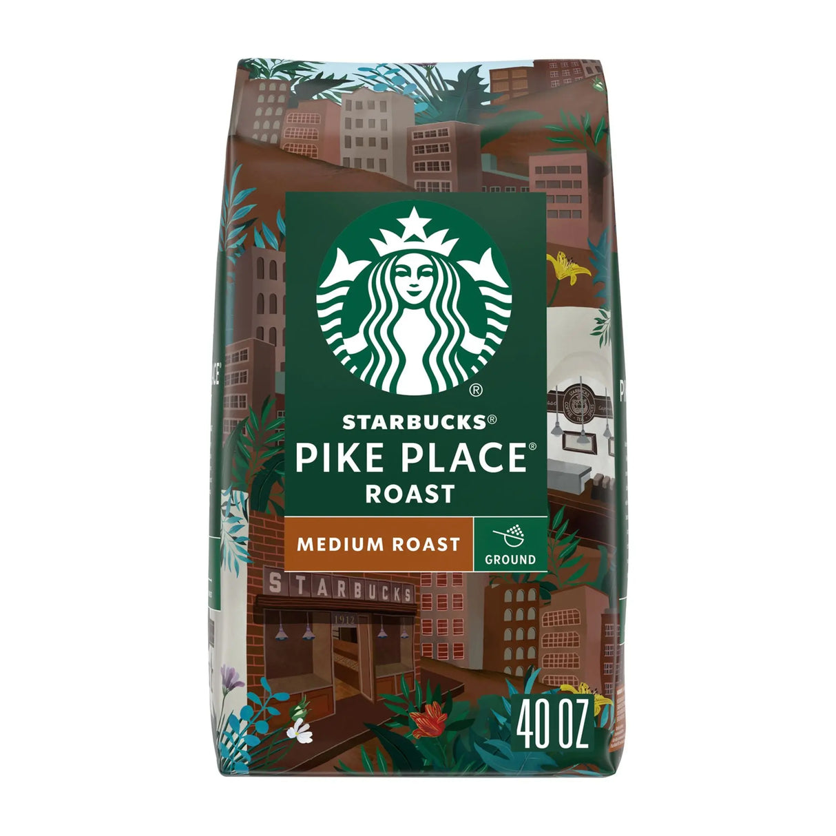 Starbucks Pike Place Ground Coffee (40 oz) | Signature Medium-Dark Roast for Bold Flavor Starbucks
