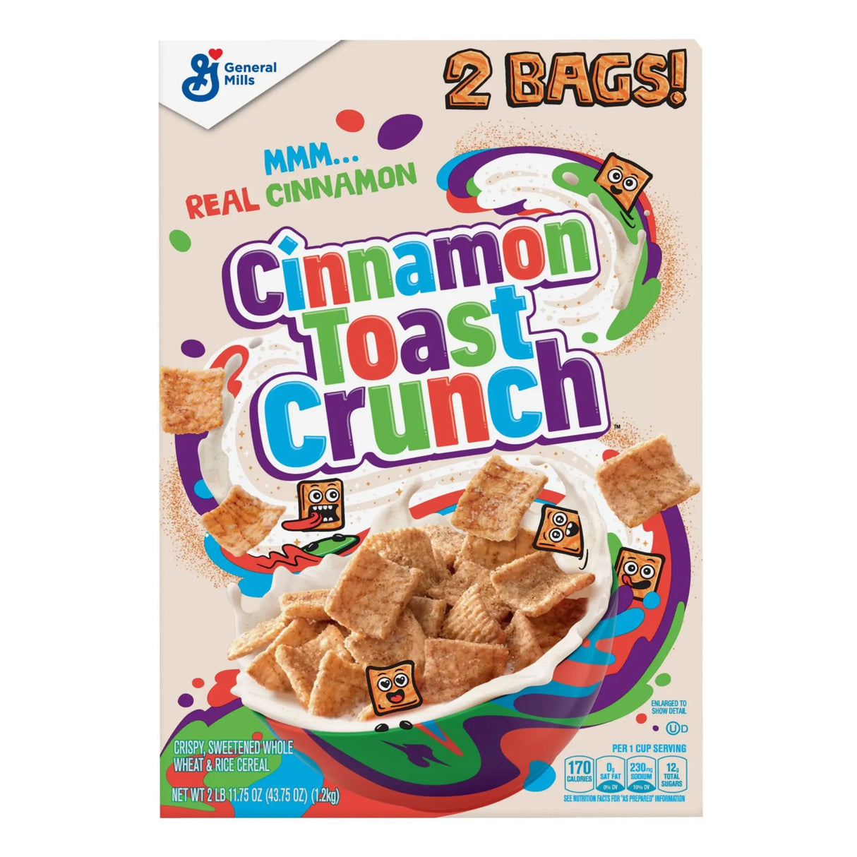 Cinnamon Toast Crunch Cereal (49.5 oz) | Sweet Cinnamon Breakfast General Mills