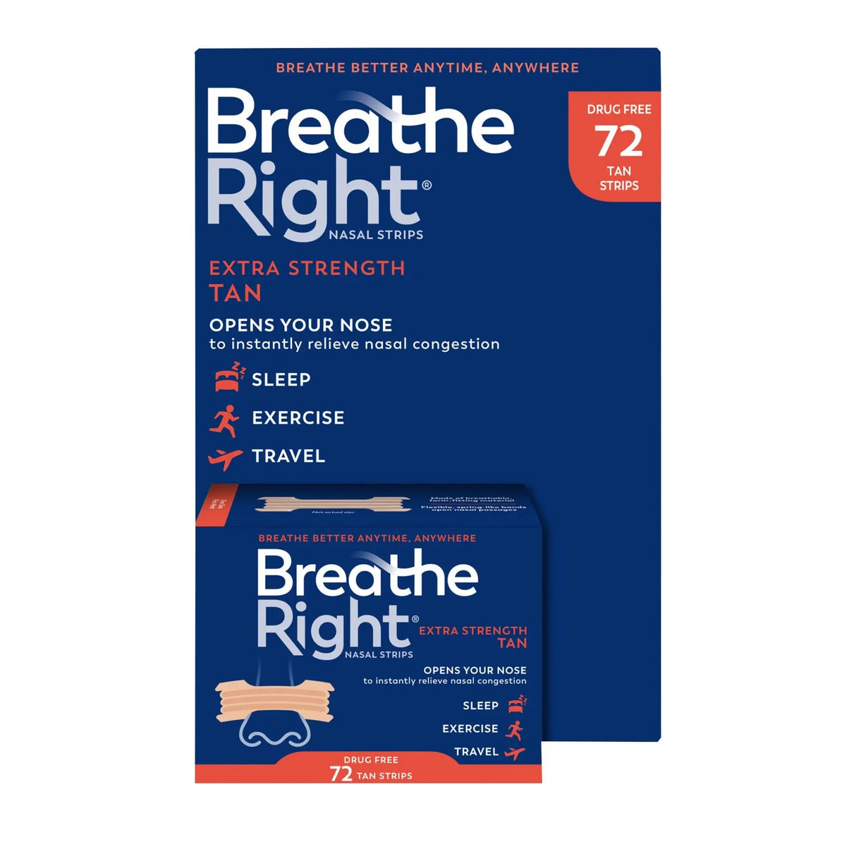 Breathe Right Nasal Strips (Extra Strength, 72Â ct) | Clear, Drug-Free Breath Aid Breathe Right