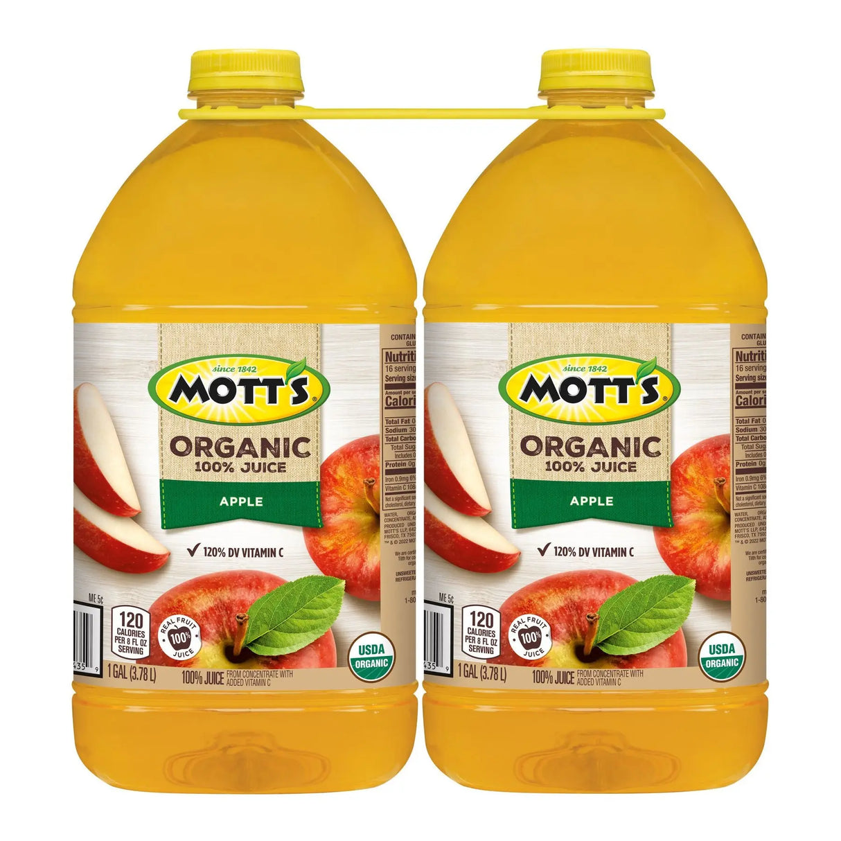 Mott’s Organic Apple Juice (2-Pack, 1 Gallon Each) | Pure Apple Flavor with No Added Sugar Mott's