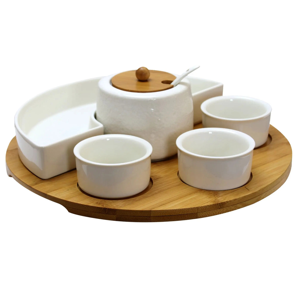 Elama Lazy Susan Appetizer Set (6-Piece) | Rotating Server for Parties Elama