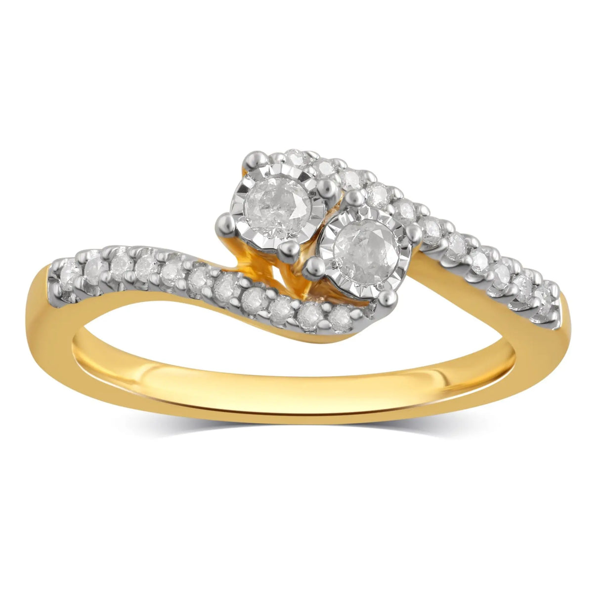Diamond Bypass Ring (0.25 ct t.w., Yellow-Plated Silver) | Unique Twisted Band with Timeless Elegance AFS Wholesale Shop