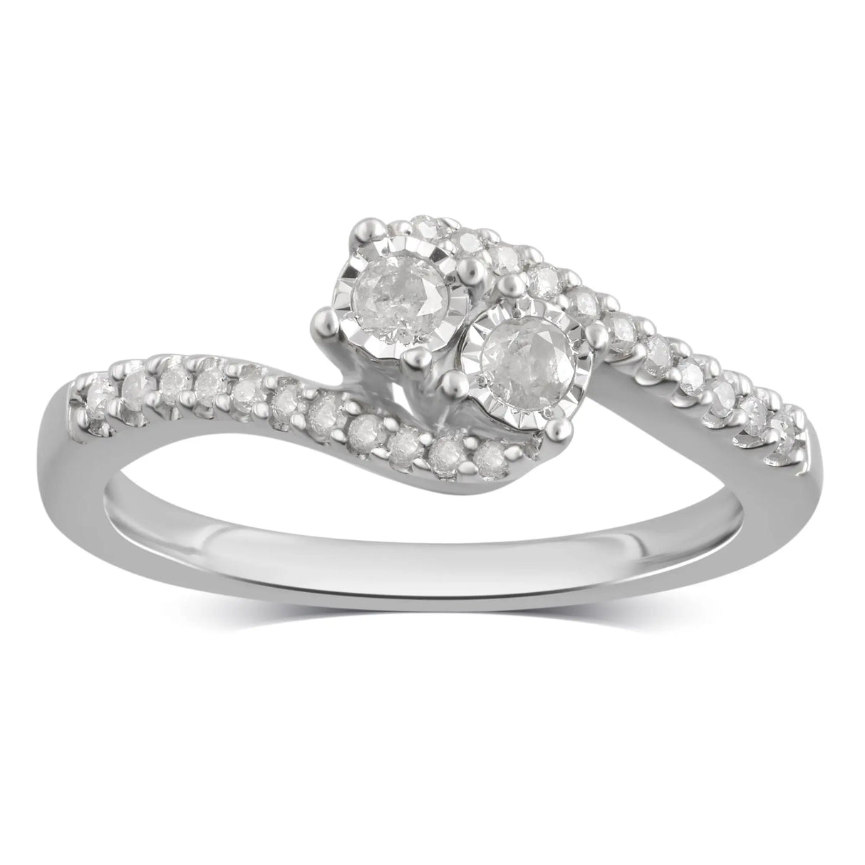 Diamond Bypass Ring (0.25 ct t.w, Sterling Silver) | Modern Twist Design with Sparkling Stones AFS Wholesale Shop