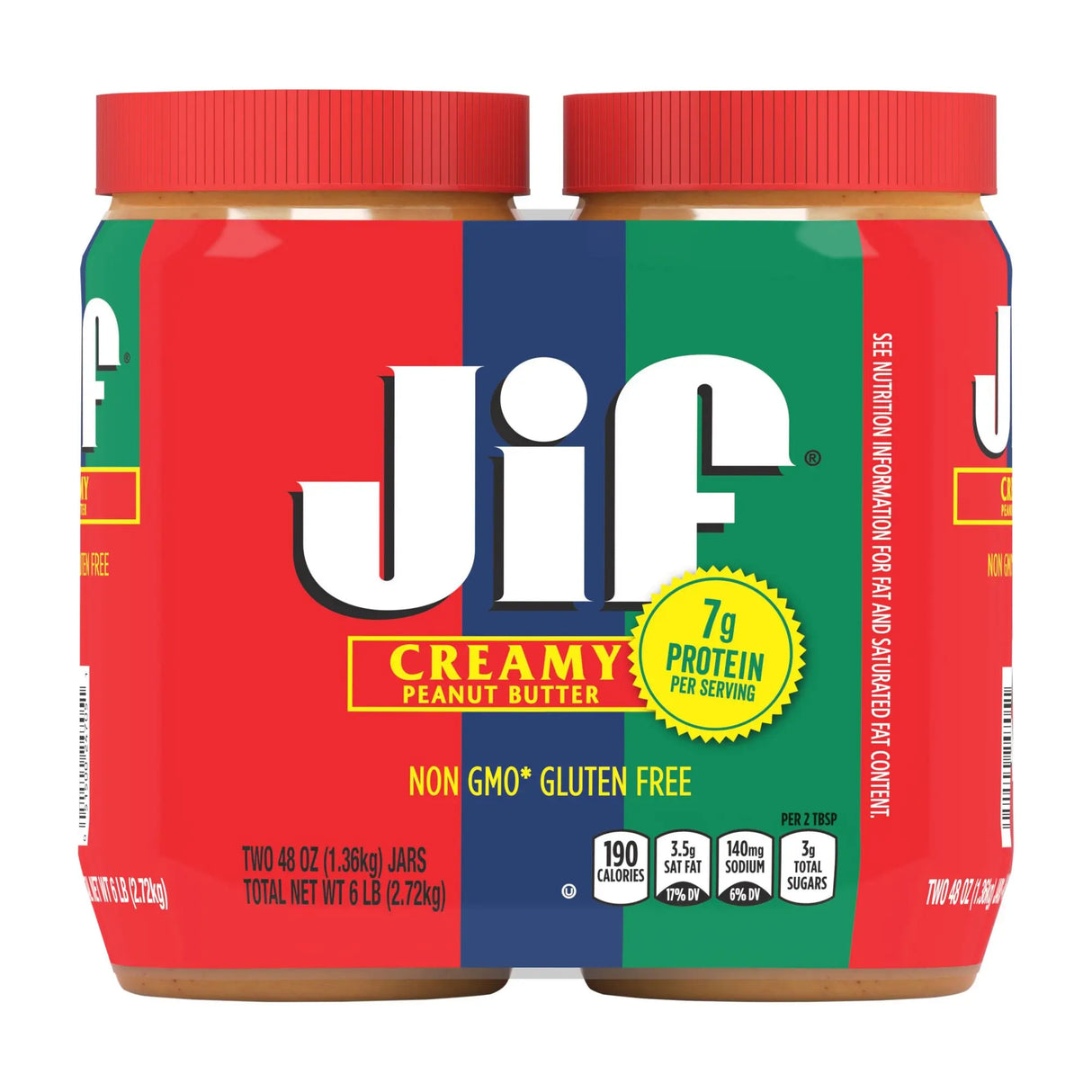 Jif Creamy Peanut Butter (2-Pack, 48 oz Each) | Smooth Classic Spread Jif
