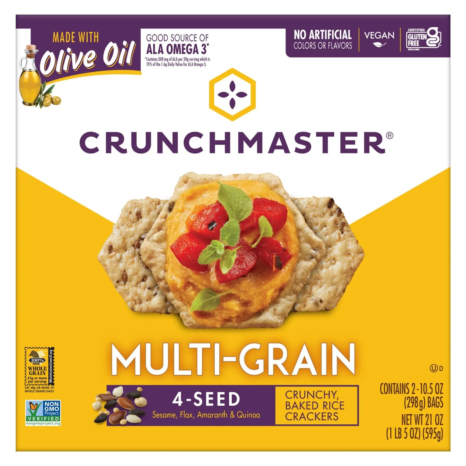 Crunchmaster Multi-Grain Crackers (21 oz) | Crunchy, Gluten-Free Snacking with Whole Grains Crunchmaster