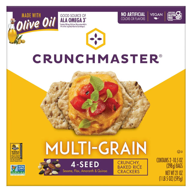 Crunchmaster Multi-Grain Crackers (21 oz) | Crunchy, Gluten-Free Snacking with Whole Grains Crunchmaster