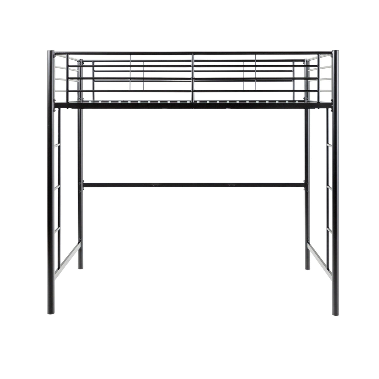 W. Trends Sunset Twin-Size Loft Metal Bunk Bed Black