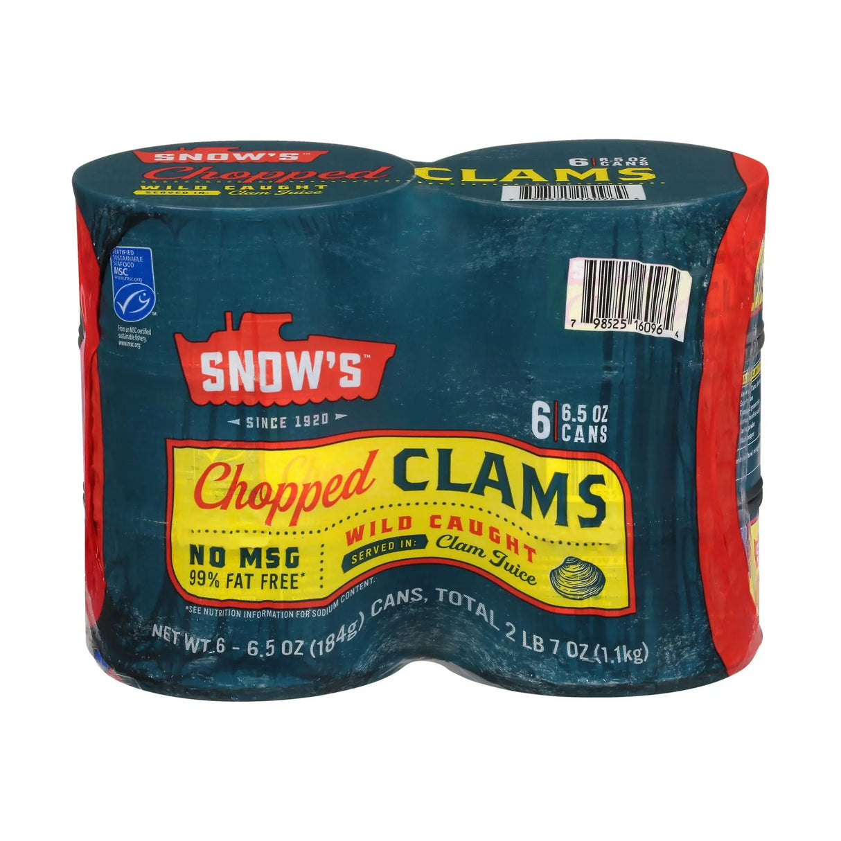 Snow's Ocean Chopped Clams (6-Pack, 6.5 oz Each) | Premium Seafood Pantry Staple Snow's Ocean