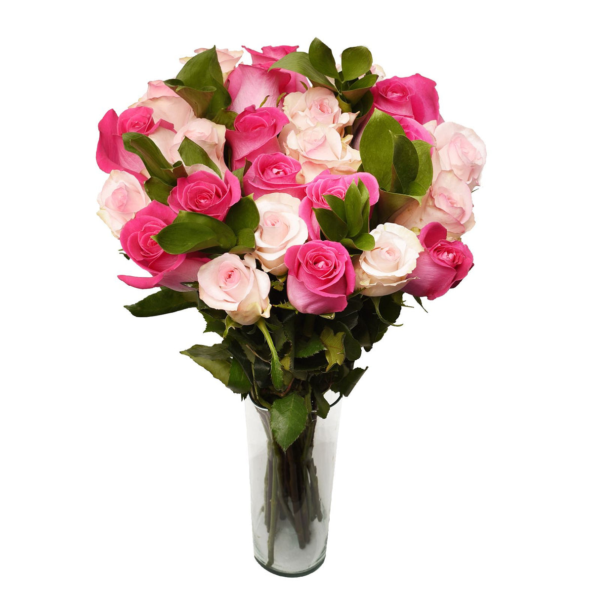 Two dozen pink lady faux roses bouquet
