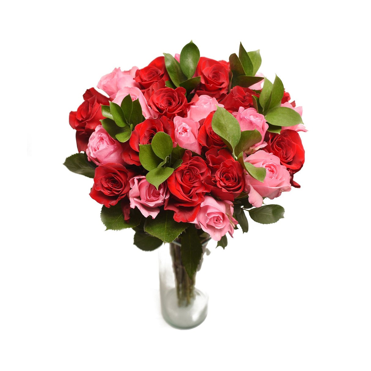 Red and pink faux rose bouquet 24 stems