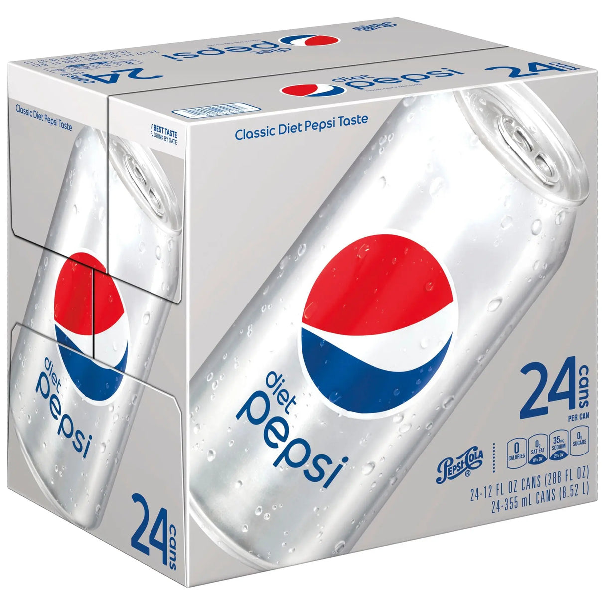 Diet Pepsi Soda Cans (24-Pack, 12 oz Each) | Crisp Cola Flavor, Zero Sugar Pepsi