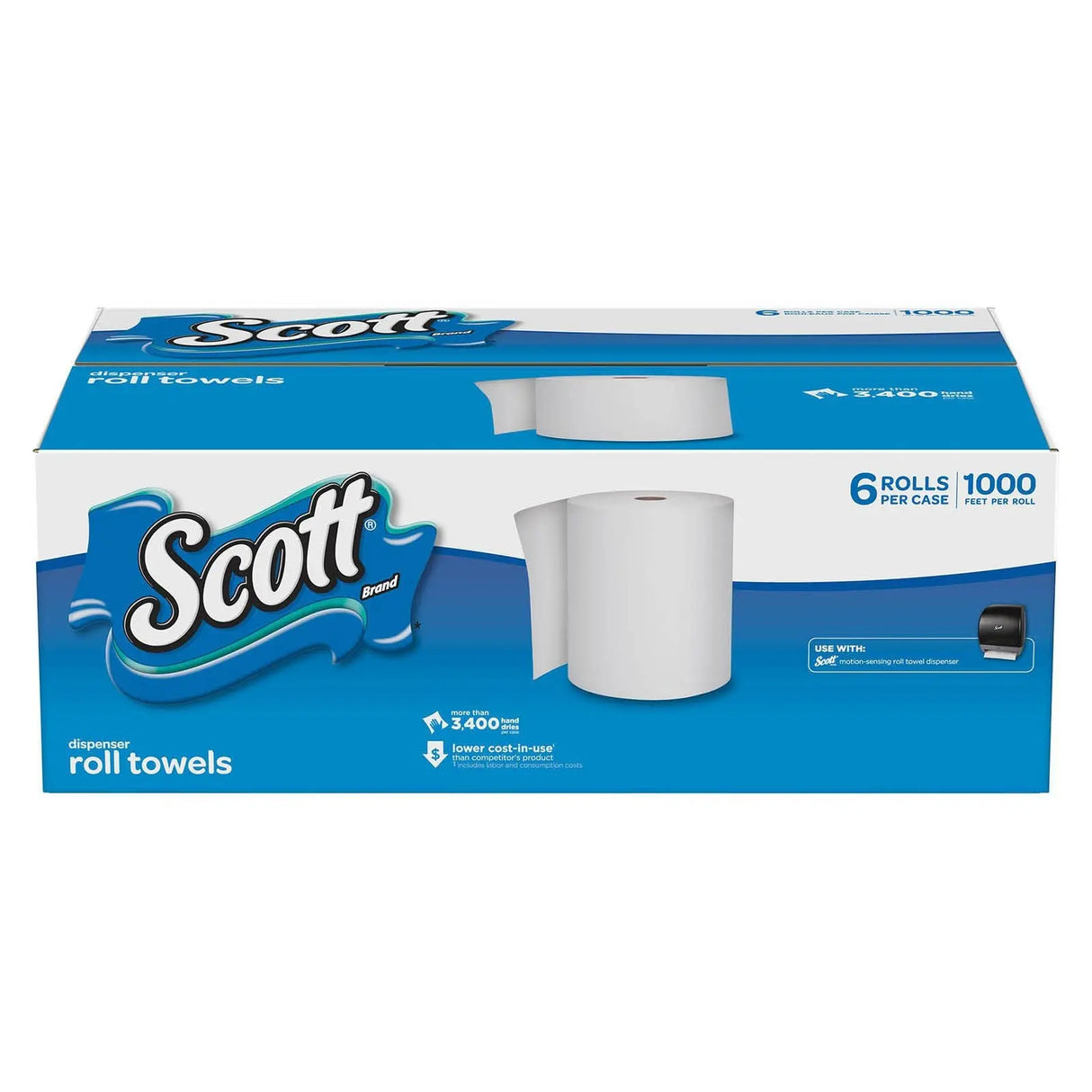 Scott Hard Roll Paper Towels (6 Rolls) | High-Capacity Commercial Dispenser Refills Scott