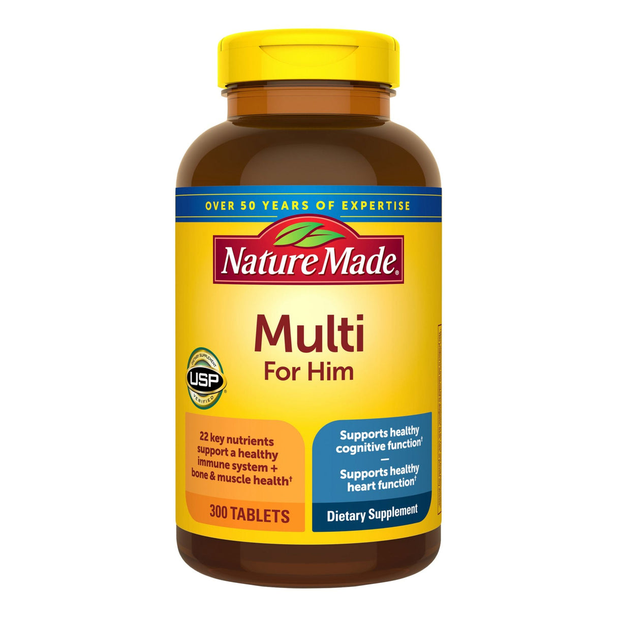 Nature Made Multivitamin For Him (300 Tablets) | Iron-Free Daily Wellness Formula Nature Made
