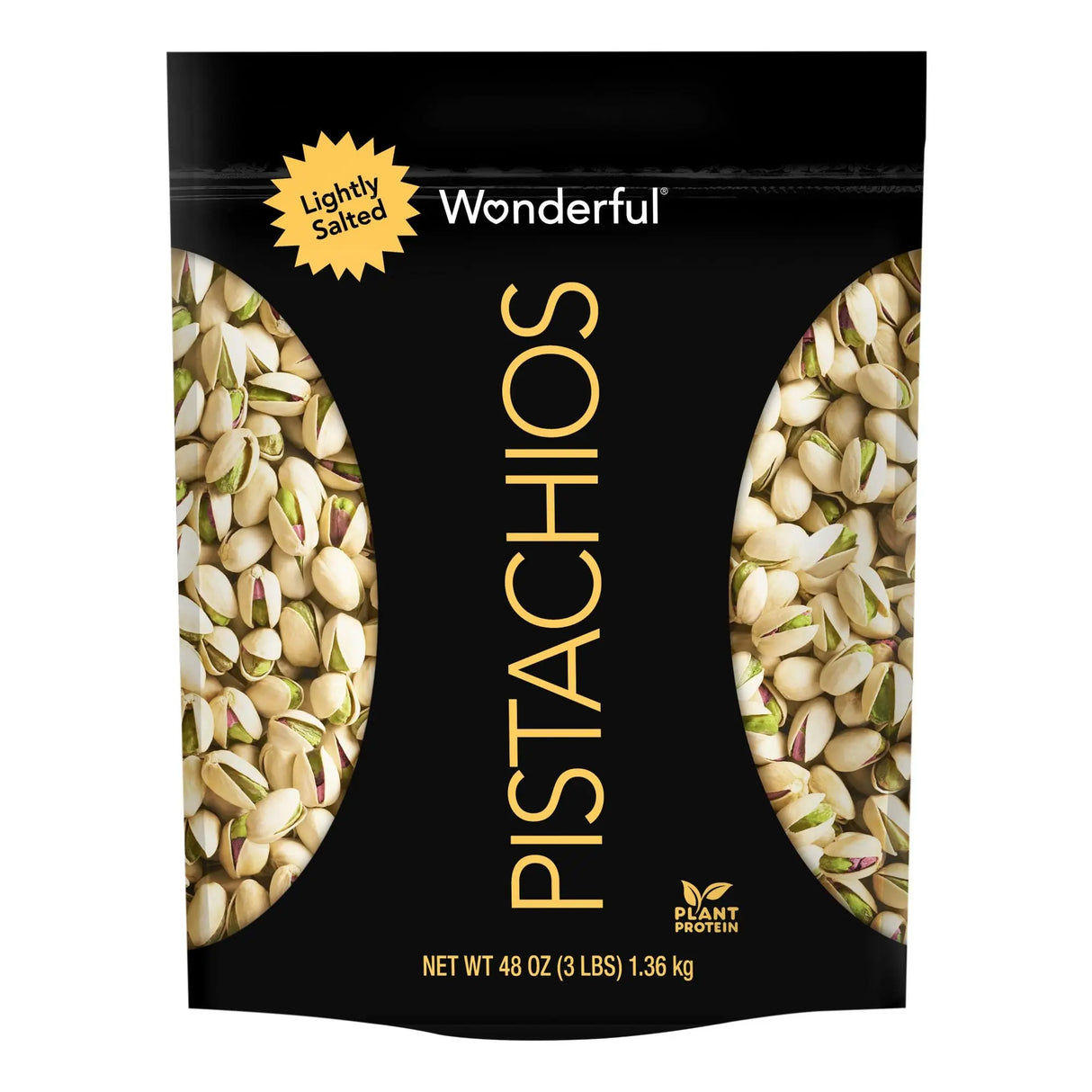 Wonderful Pistachios In-Shell (48 oz Resalable Pouch) | Lightly Salted, Crunchy Snack Wonderful Pistachios