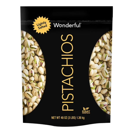 Wonderful Pistachios In-Shell (48 oz Resalable Pouch) | Lightly Salted, Crunchy Snack Wonderful Pistachios