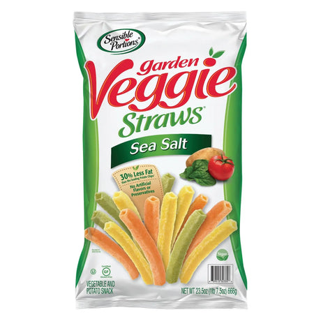 Garden Veggie Straws Sea Salt (23.5 oz) | Crunchy, Light Vegetable Snack Sensible Portions