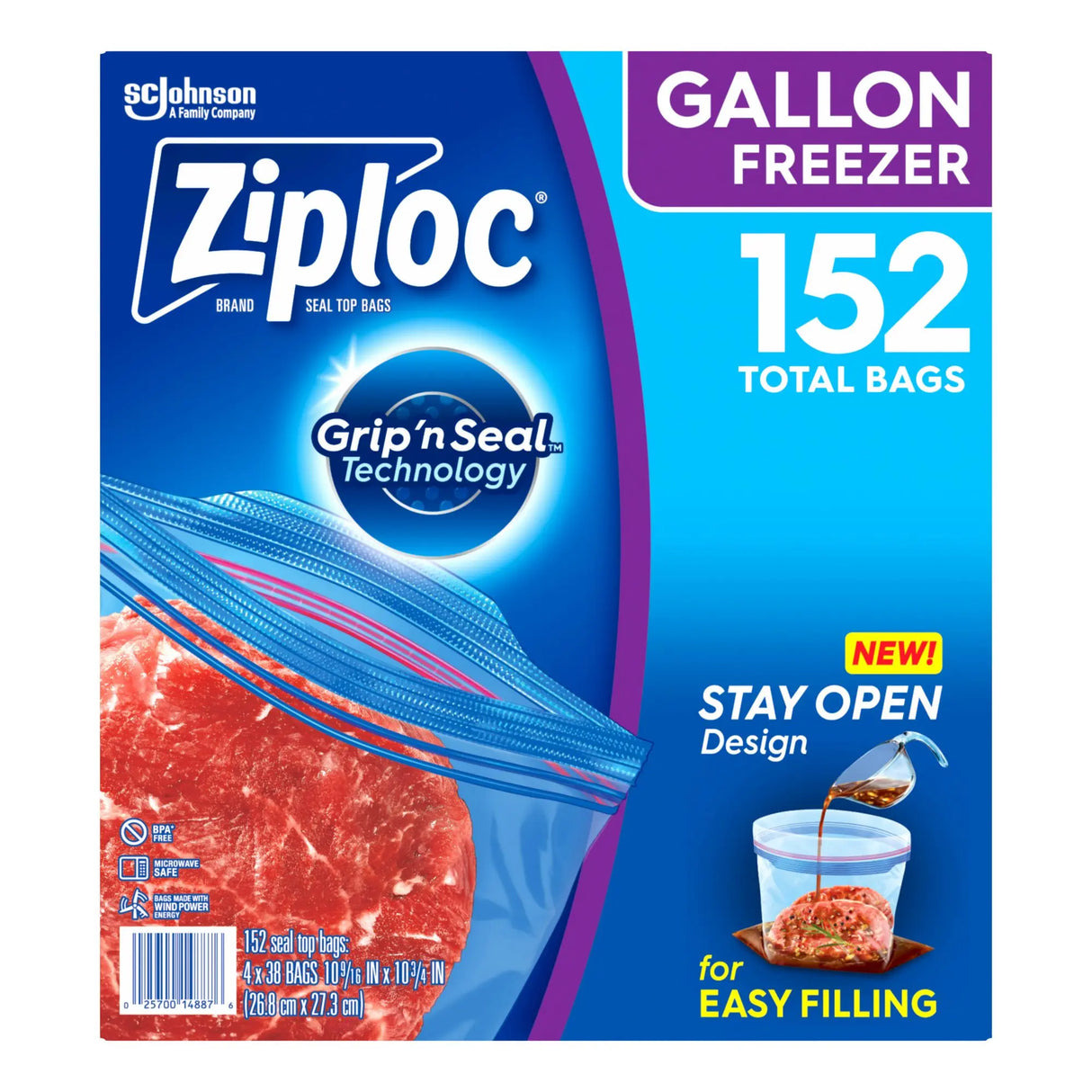 Ziploc Gallon Freezer Bags (152Â ct) | Durable Cold Storage Ziploc