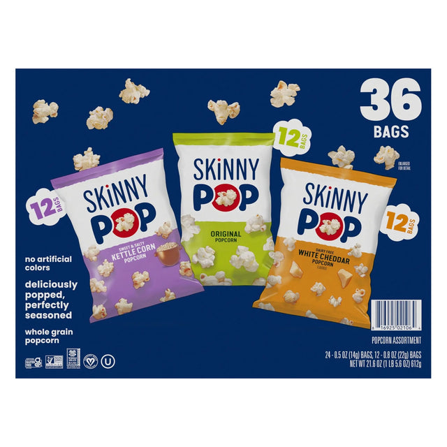 SkinnyPop Popcorn Variety Pack (36-Pack) | Gluten-Free Snack Mix SkinnyPop