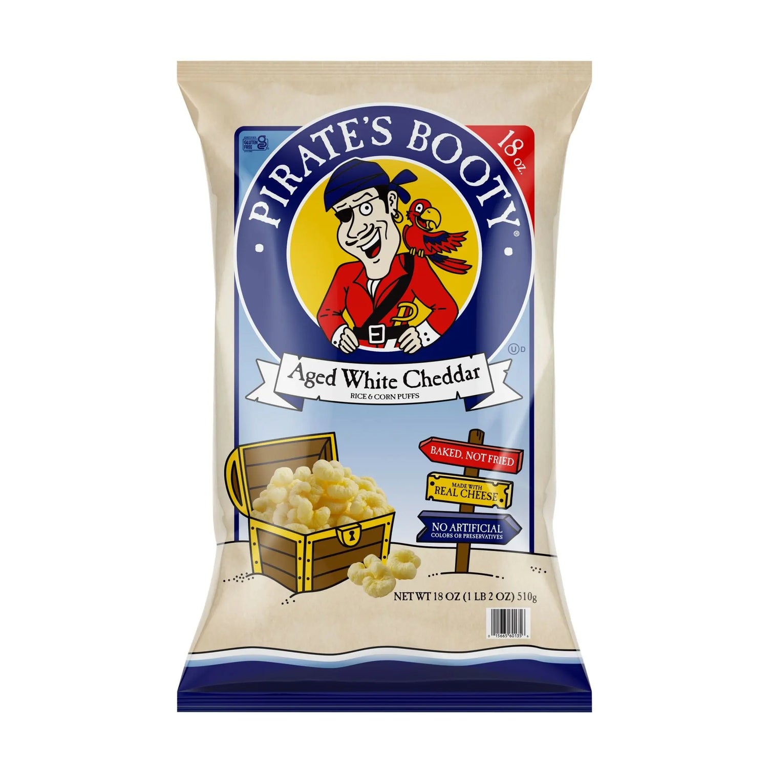 Pirates Booty White Cheddar (18 oz) | Baked, Crunchy Sea Salt Snack Pirate's Booty