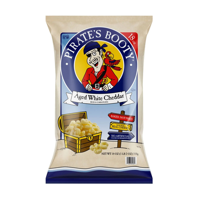 Pirates Booty White Cheddar (18 oz) | Baked, Crunchy Sea Salt Snack Pirate's Booty
