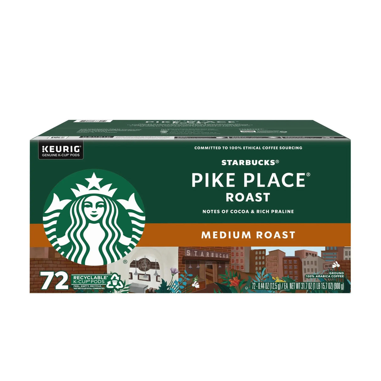 Starbucks Pike Place Medium Roast K-Cups (72-Pack) | Rich, Smooth Coffee Starbucks