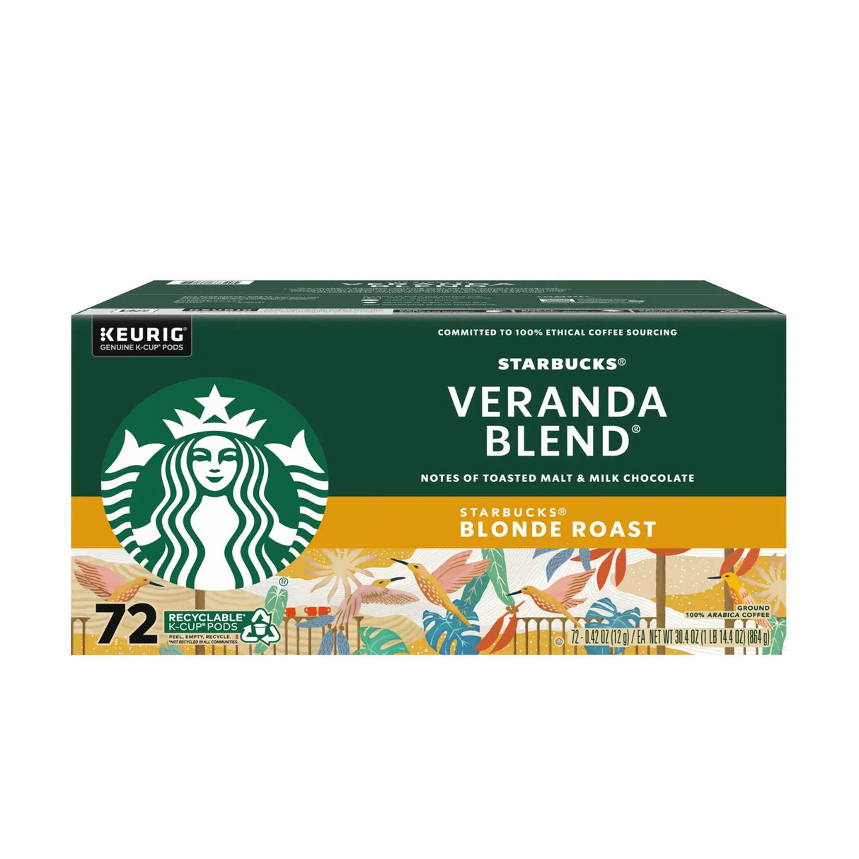 Starbucks Veranda Blend Light Roast K-Cups (72-Pack) | Sweet & Mellow Coffee Starbucks