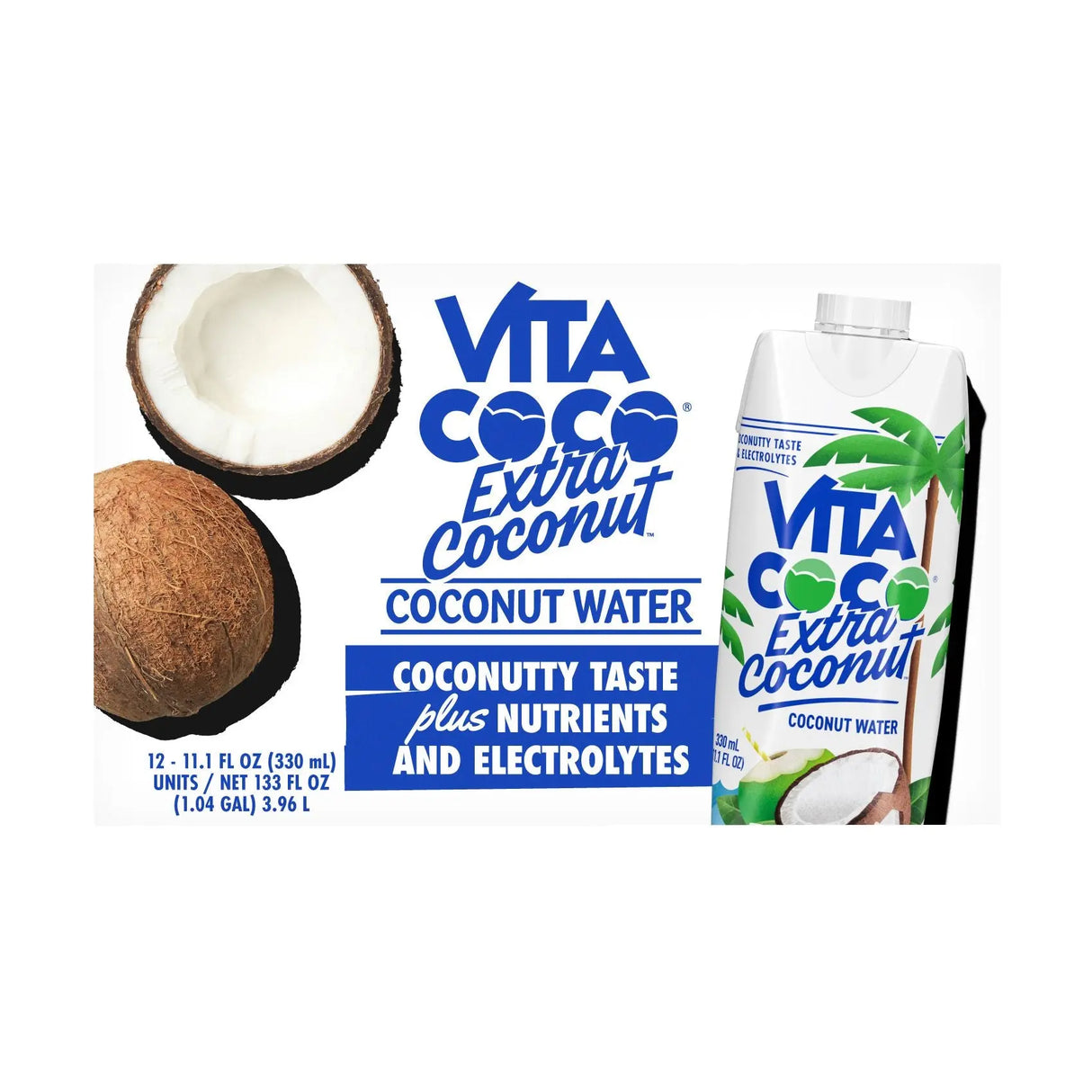 Vita Coco Extra Coconut Water (12-Pack, 11.1 oz Each) | Pure, Electrolyte-Rich Hydration Vita Coco