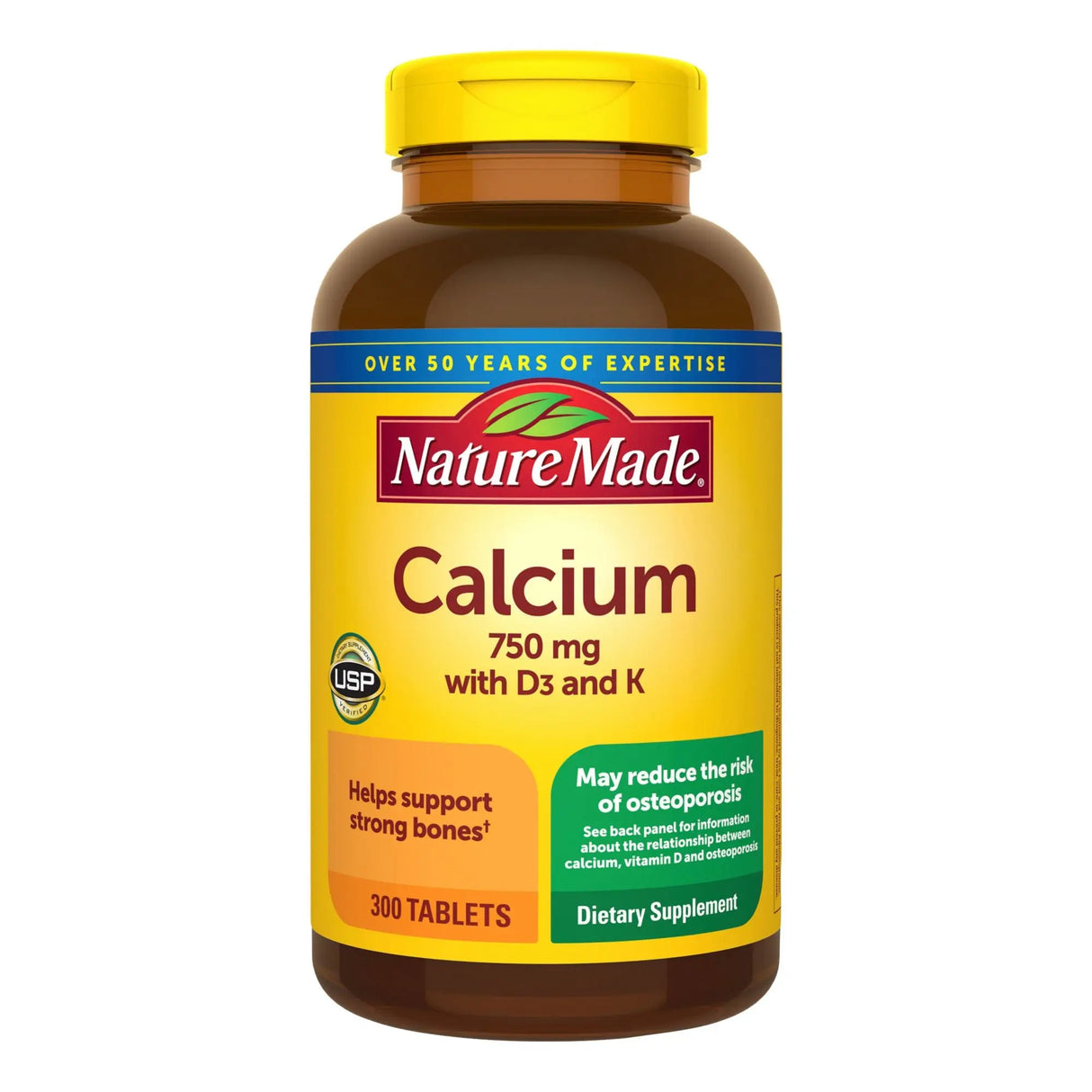 Nature Made Calcium + D3 & K (300 ct, 750 mg) | Bone Strength & Vitamin Support Nature Made