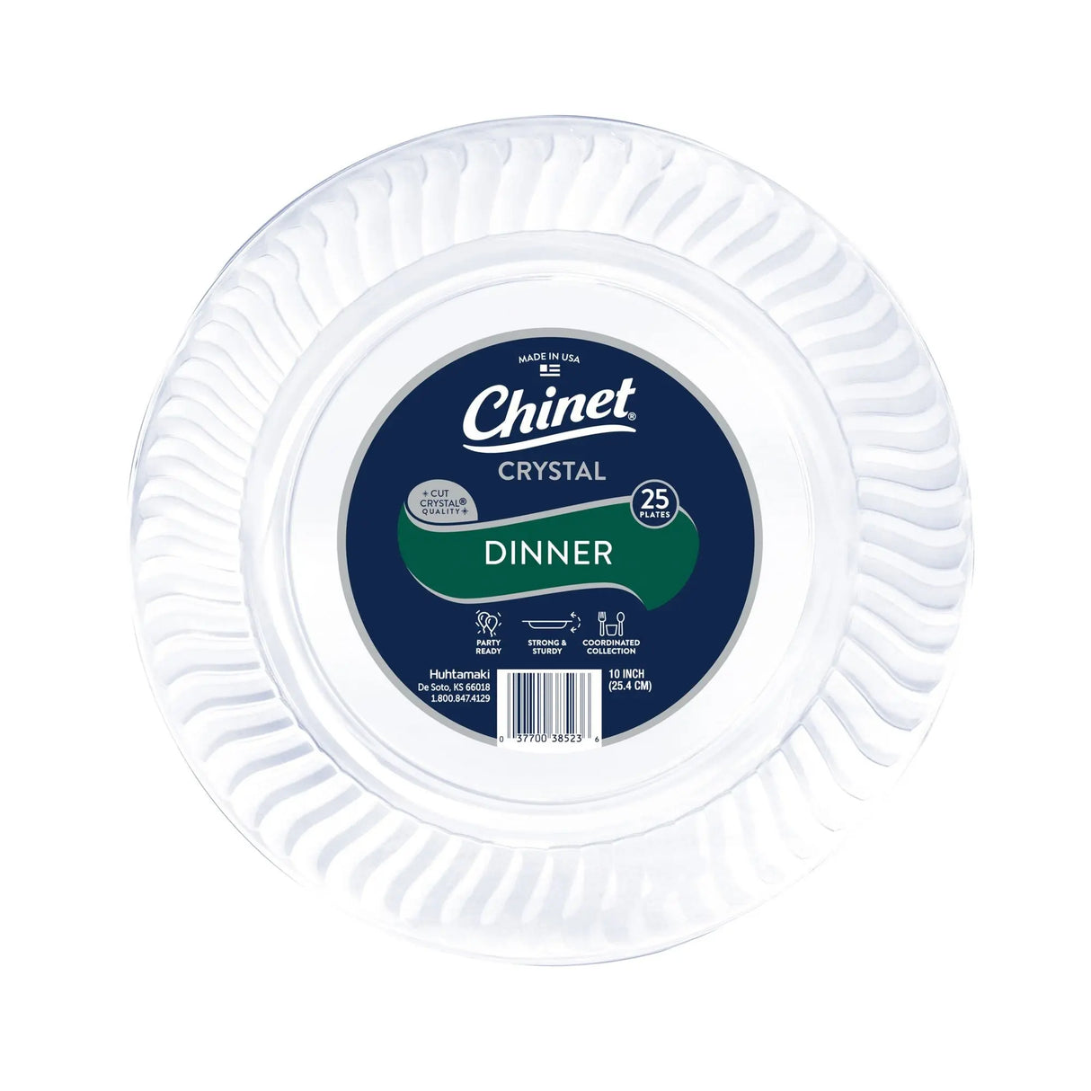 Chinet Crystal Clear Dinner Plates (10", 25 ct) | Elegant Disposable Tableware Chinet