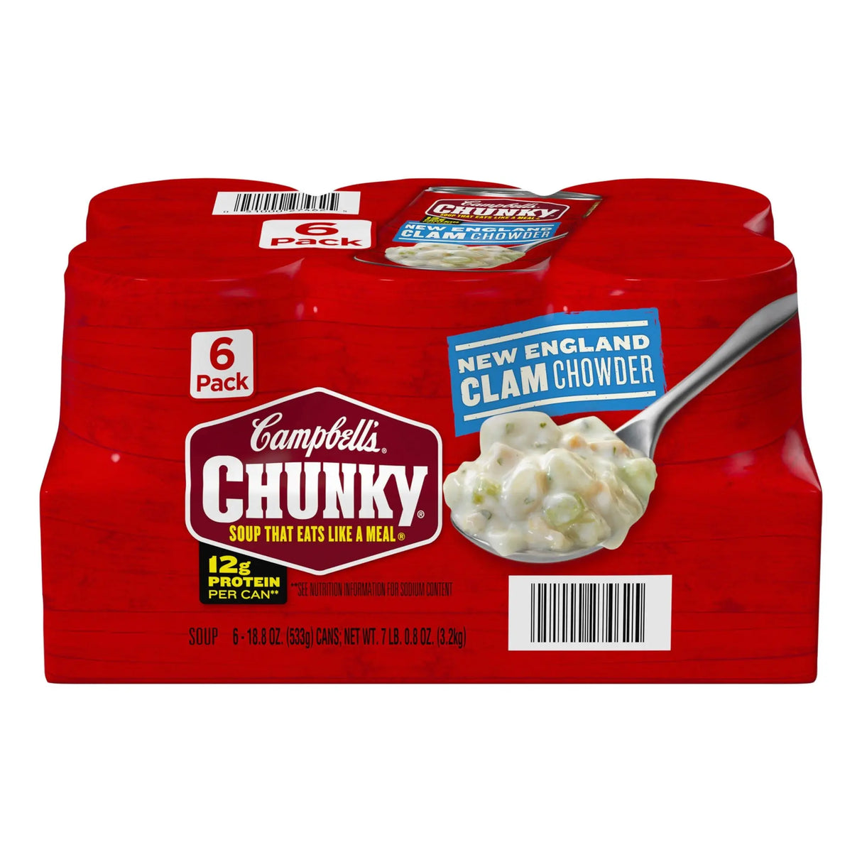 Campbell's Chunky Clam Chowder (6-Pack, 18.8 oz Each) | Hearty Soup Meal Campbell's