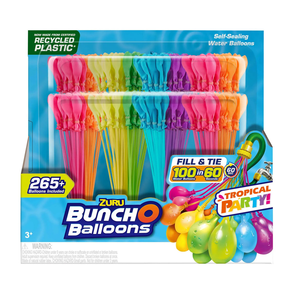Zuru Bunch O Balloons Rapid Fill (8-Pack) | Tropical Instant Water Balloons Bunch O Balloons