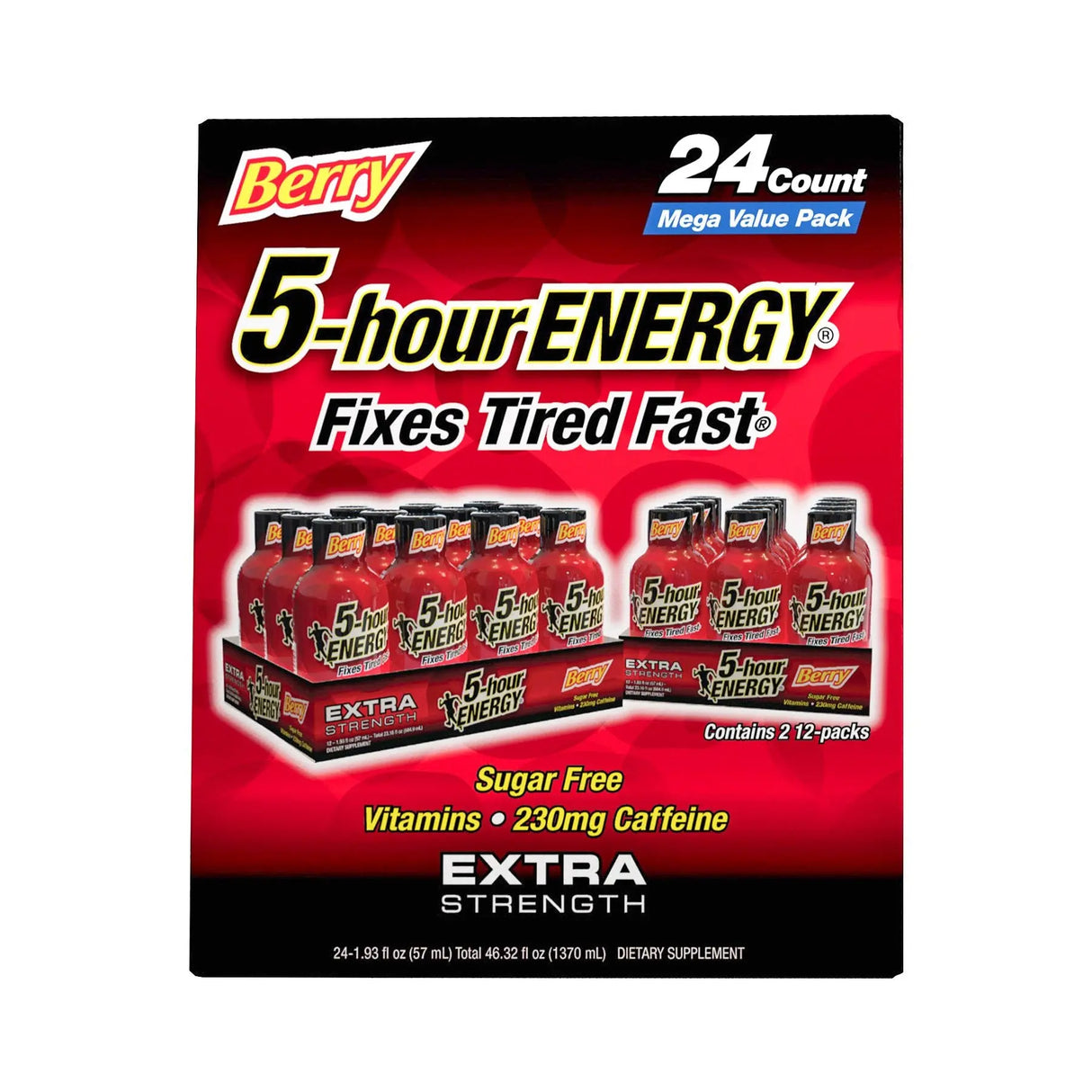 5-Hour Energy Berry Shots (24-Pack) | Extra Strength Energy Boost 5 Hour Energy