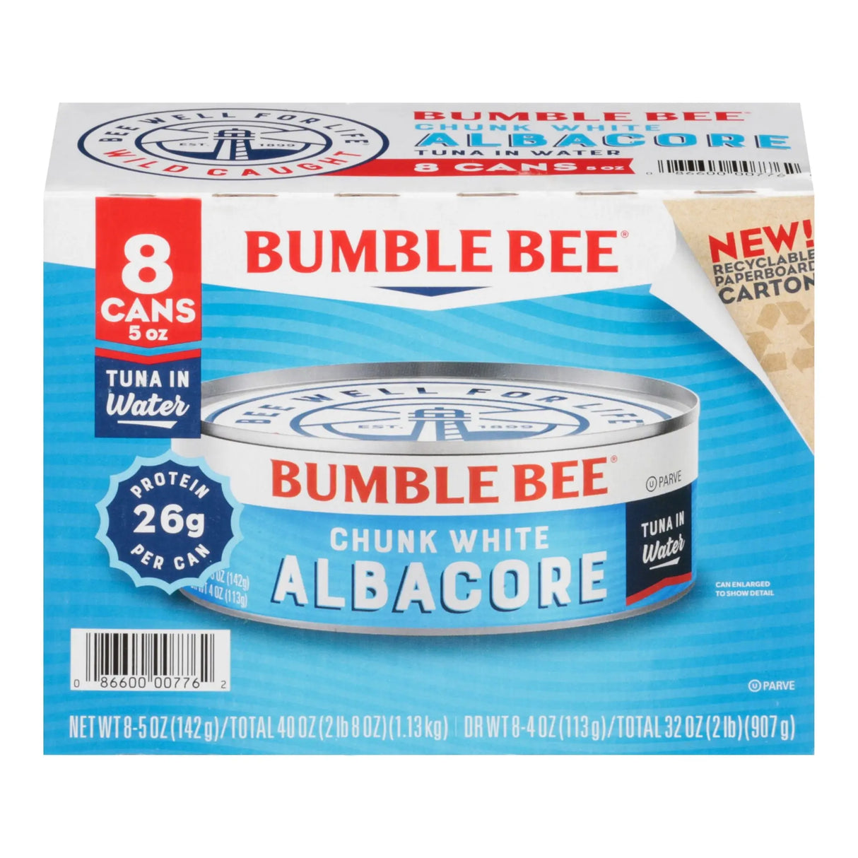 Bumble Bee Albacore Tuna (8-Pack, 5 oz Each) | Chunk White, Water-Packed Bumble Bee