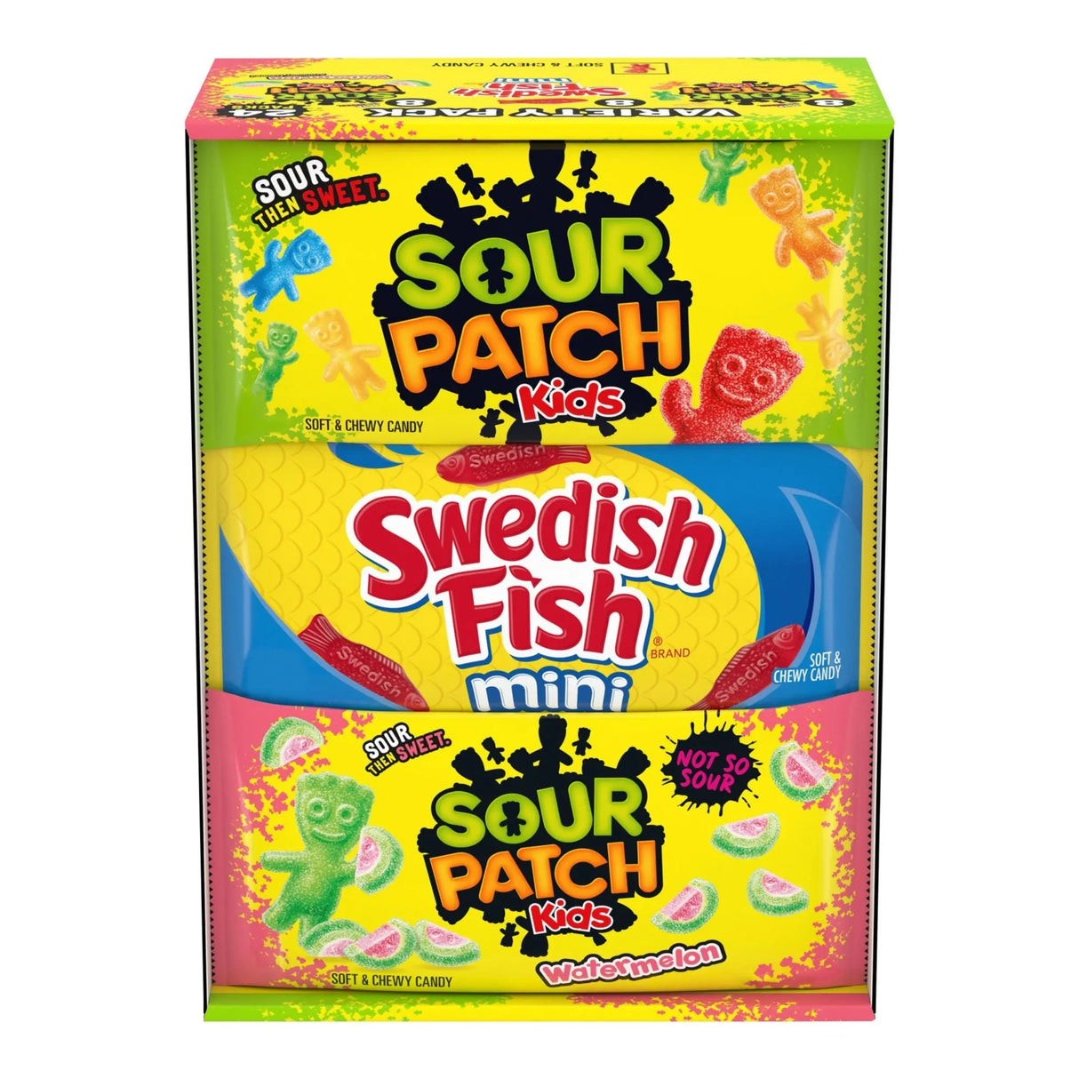 Sour Patch Kids & Swedish Fish Variety (24-Pack, 2 oz Each) | Tangy & Fruity Candy Combo Sour Patch Kids