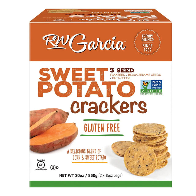 RW Garcia 3-Seed Sweet Potato Crackers (30 oz) | Crunchy Whole Grain Snack with Sweet Potato RW Garcia