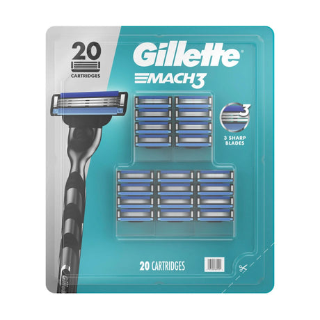 Gillette Mach3 Blade Refills (20-Pack) | Lubrication Strip for Smooth Shave Gillette