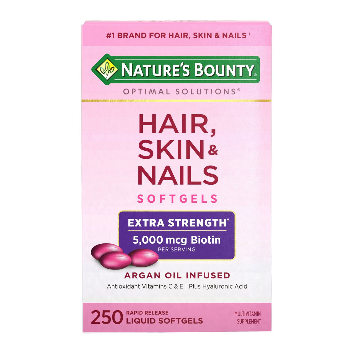 Nature’s Bounty Hair, Skin & Nails Vitamins (250 ct.) | Extra Strength Biotin Blend for Beauty Support Nature's Bounty