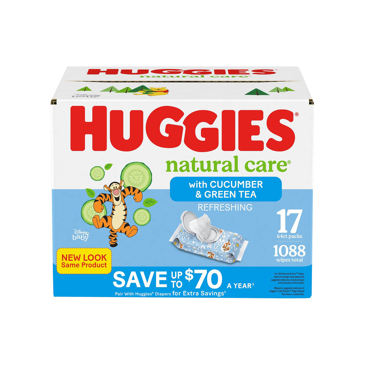 Huggies Cucumber and Green Tea Natural Care Sensitive Baby Wipes 1088 count