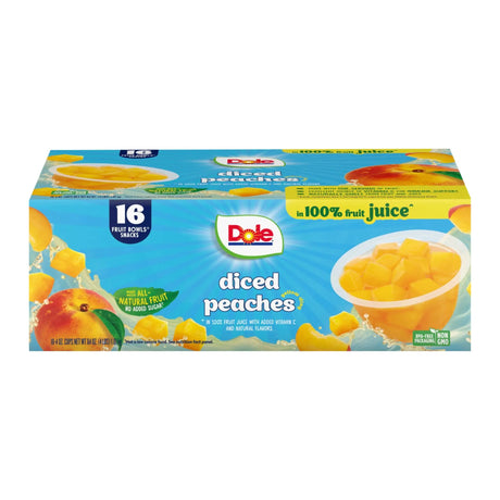 Dole Yellow Cling Diced Peaches (16-Pack, 4 oz Each) | Sweet, Ready-to-Serve Fruit Cups Dole