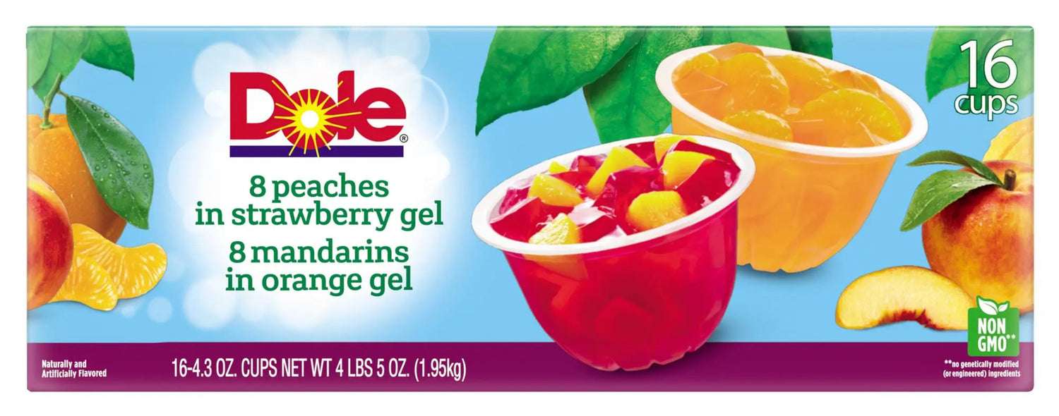 Dole Fruit in Gel Cup Variety Pack (16-Pack, 4.3 oz Each) | Fruity Gel Snack Cups Dole