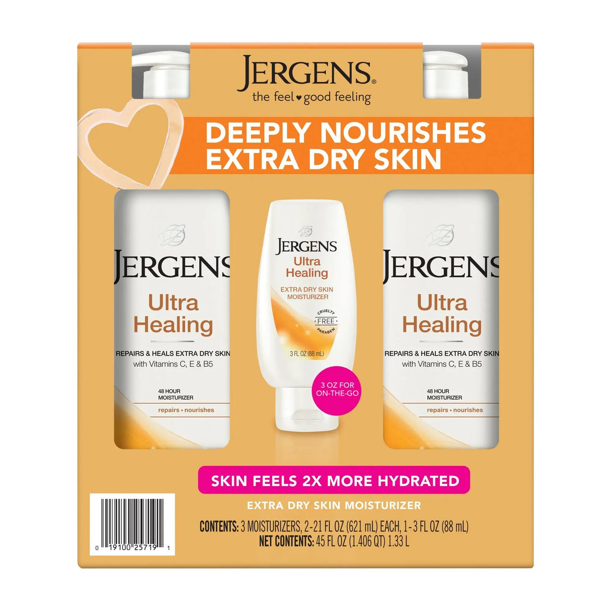 Jergens Ultra Healing Lotion (3 ct.) | Deep Moisture + Bonus Bottle for Extra Care Jergens